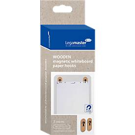 Whiteboard-Papierhaken Legamaster WOODEN, magnetisch, 2 Stück, B 70 x T 20 x H 170 mm, Buchenholz, lackiert